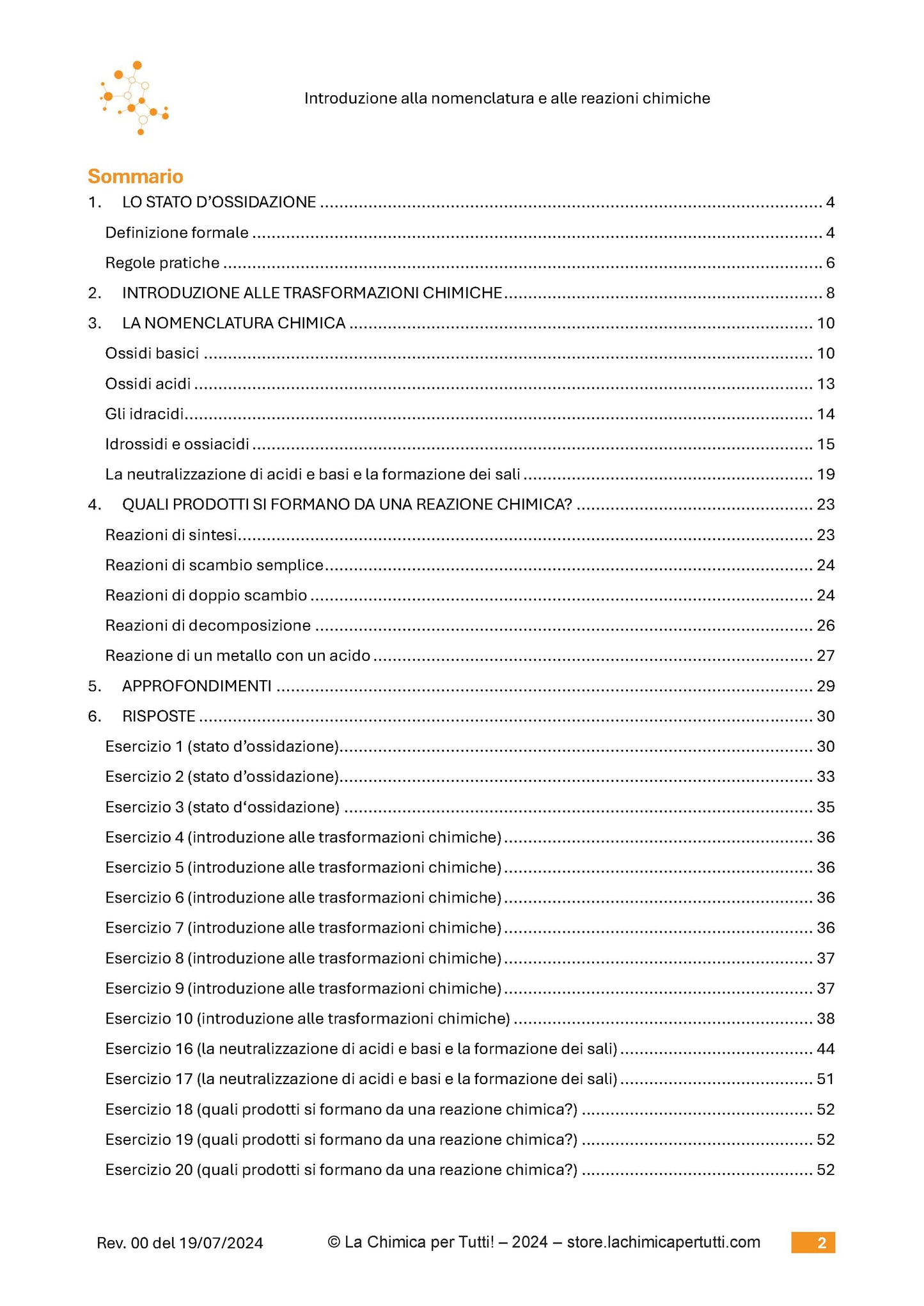 Introduzione alla nomenclatura e alle reazioni chimiche